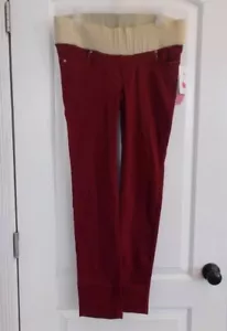 OH! Mamma Women's Size Medium Burgundy Maternity Jeans With Belly Band - Picture 1 of 5