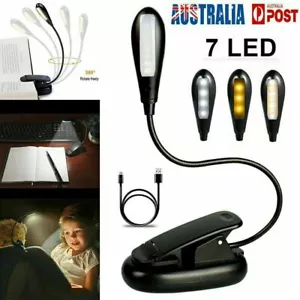 7 LED Reading Light USB Rechargeable Clip On Bed Book Reading Lamp Stand Light - Picture 1 of 11