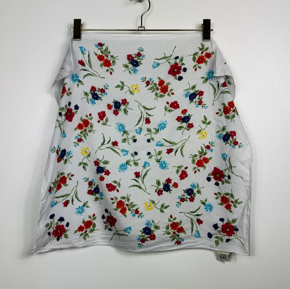 GAP Vintage Bufanda Pañuelo Italia Blanco Floral Cuadrado Bolso Cartera Cabeza Algodón Foto 1 de 4