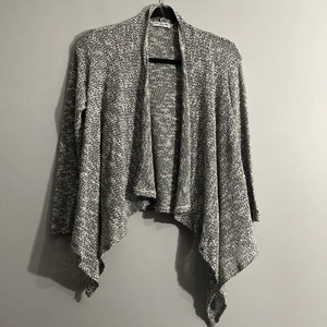 Cha Cha Vente Women’s M Open Front Cardigan Black White Geometric Print Boho - Picture 1 of 13