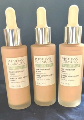 Physicians Formula Organic Silk Foundation Elixir Light 03 , 1 oz Lot of 3 - Image 1 of 3