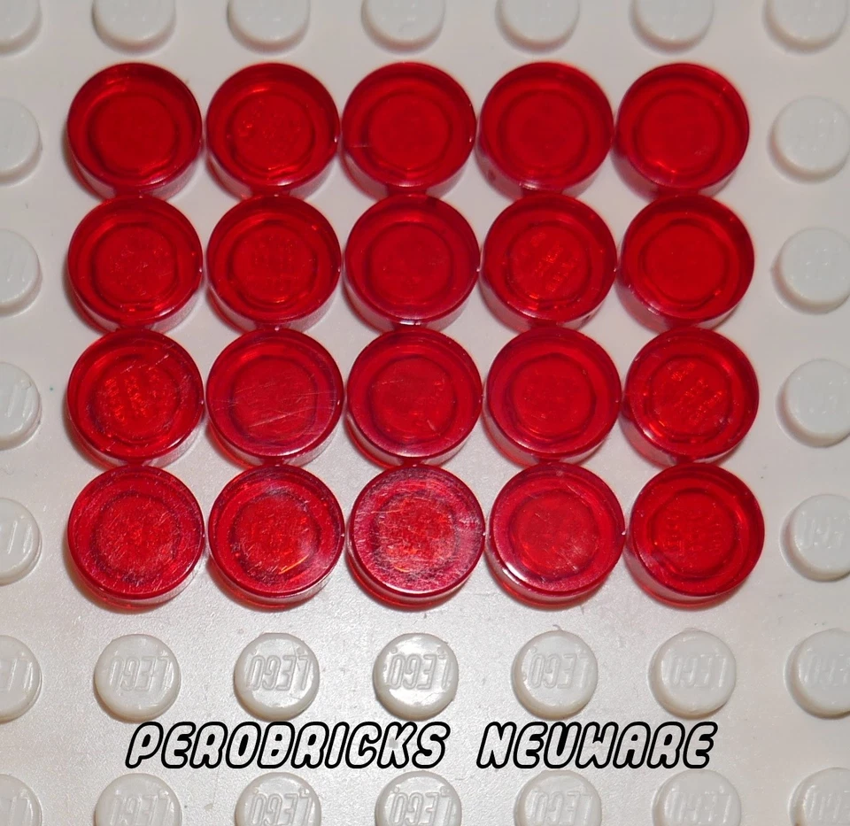 Lego 20 x Fliese/Fliesen 1x1 rund transparent rot #98138 NEUWARE - Bild 1 von 1