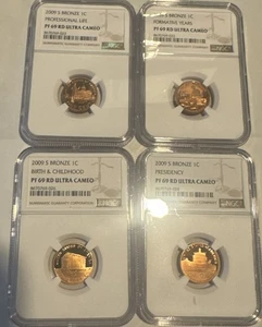 2009 S LINCOLN BRONZE PENNY 1 CENT PRESIDENCY NGC PF69 RD ULTRA CAMEO 4 COIN SET - Picture 1 of 2