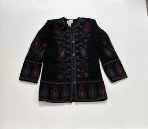 Suéter De Colección Linea Louis Dell'Olio Negro Bordado Mezcla de Lana Chaqueta Para Mujer Pequeño - Imagen 1 de 15