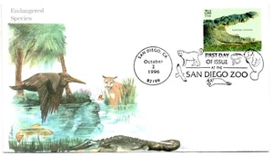 #3105d AMERICAN CROCODILE ENDANGERED SPECIES STAMP FIRST DAY OF ISSUE EDKEN FDC - Picture 1 of 1