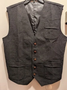 Drefeel Men's Vintage Style Medium Grey Tweed Brown Button Front Vest New - Picture 1 of 12