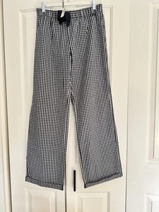 NWT Gilly Hicks Navy Blue Checker Cotton Pajama Pants M - Picture 1 of 3