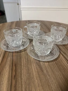 4 Vintage Crystal cups and Saucers - Picture 1 of 1