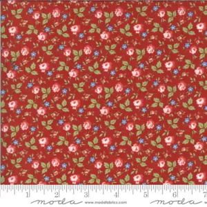 MODA FABRICS #14904 16 SMALL FLORAL ON A RED BACKGROUND BTY - Picture 1 of 1