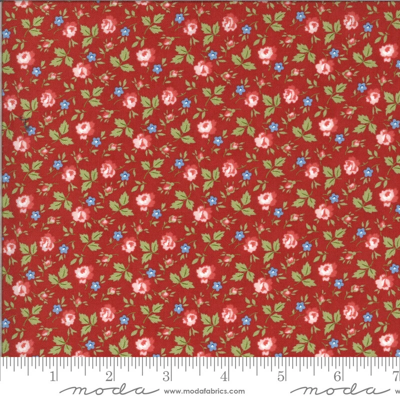 MODA FABRICS #14904 16  SMALL FLORAL ON A RED BACKGROUND BTY - Image 1 of 1
