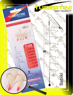 Sabiki Tubertini T-109 cm.125 4 ami fluorocarbon pelle pesce pelagici - Immagine 1 di 4