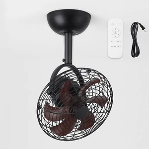 Lediary 10" Käfig Deckenventilator, Wandhalterung, verstellbare Neigung, Fernbedienung, schwarz - Bild 1 von 5