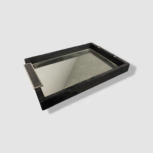 John-Richard Collection Black Leather Mirror Tray - Picture 1 of 7