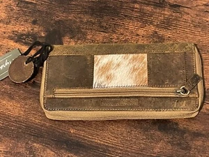 Myra Bag Clutch Women's Cowhide Wallet Brown And White - “Critter” - Picture 1 of 9