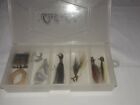 4 Vintage Feather Fly Fishing Lures And Tackle In Small Cabelas Tackle Box