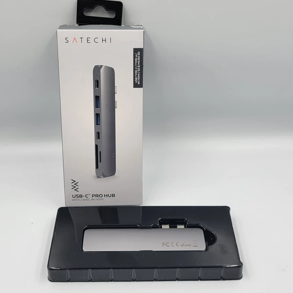 Satechi Dual USB Type-C Pro Hub HDMI 4K for Select MacBook Pro Air Space Gray - Image 1 of 4