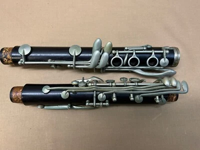 Early Penzel Mueller NY Empire Model Wood Bb Clarinet Upper And Lower Joints - Image 1 of 4