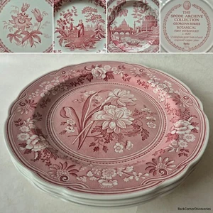 4 Spode Archive Collec 10" Red Dinner Plates: Botanical Floral Girl At Well Rome - Picture 1 of 16