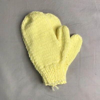 Luvas femininas pequenas de malha amarelas feitas à mão - Imagem 1 de 3