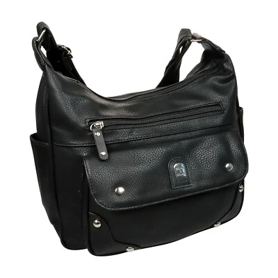 Handtasche Damen Tasche Umhängetasche Cross-Over Schwarz 2 Fächer Klassisch Edel - Bild 1 von 4