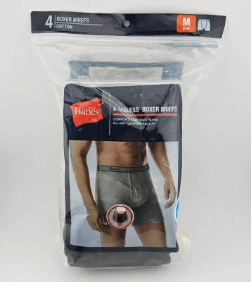 Paquete de 4 calzoncillos boxer HANES para hombre M 32-34 surtidos cómodos flexibles sin etiquetas J349B4 Foto 1 de 4