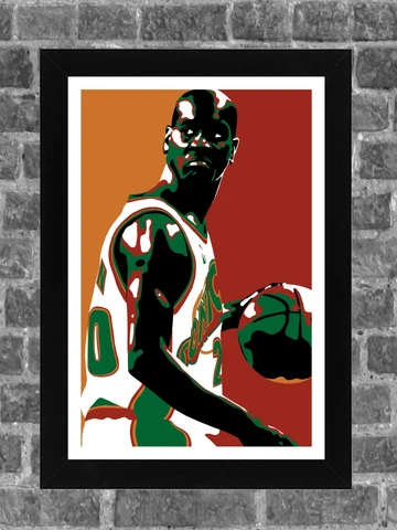 Seattle Supersonics Gary Payton Portrait Sports Print Art 11x17 Cover