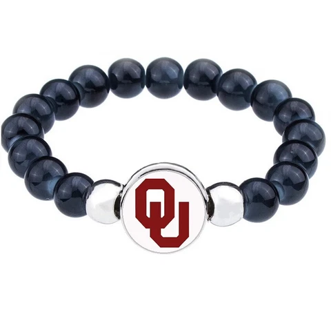 Special Oklahoma Sooners Womens Mens Black Bead Chain Bracelet Gift D1 Cover