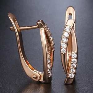 2Ct Lab Created Diamond Women's Huggie Hoop Earrings 14K Rose Gold Plated - Picture 1 of 5