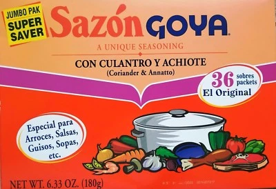 Sazon Goya Jumbo Culantro y Achiote, Curiander & urucum 1 caixa (36 pacotes)   - Imagem 1 de 4