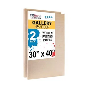 U.S. Art Supply 30" x 40" Birch Wood Paint Pouring Panel Boards, Gallery 1-1/... - Picture 1 of 5