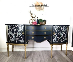 Navy Blue Peacock Strongbow Sideboard - Picture 1 of 10