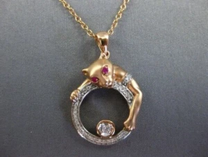 2.00Ct Simulated Round Diamond PANTHER TIGER Pendant 14K Rose Gold Plated Silver - Picture 1 of 7