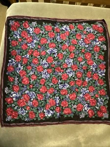 Unbranded Rose Red Black Scarf Scarves 31 X31 - Picture 1 of 2