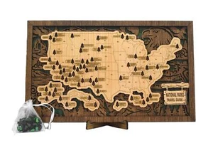 Handmade Wood US National Parks Travel Map Mounting Hardware Easel Hiking Rustic - Picture 1 of 8