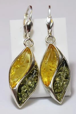 Eleganti Orecchini In Ambra 925 Argento Ambra Di Alta Qualità Dalla Lituania Top - Immagine 1 di 4