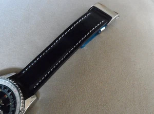 Correa de reloj de cuero negro para Breitling Navitimer correa de cuero 22 mm y cierre - Imagen 1 de 20