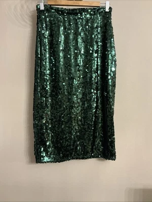 F&F Lovely Green Sequin Pencil Skirt - Size 10 - Image 1 of 3