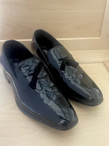 Stacy Adams Phoenix Tassel Slip On Tuxido Shoes Black Patent Leather 21011-004 - Picture 1 of 5