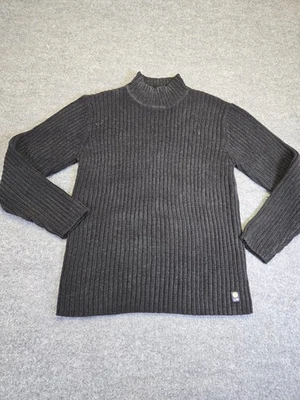 复古 Y2K 00S Unionbay 毛衣男式大号羊毛黑色滑板垃圾罗纹 — 第 1/4 张图片