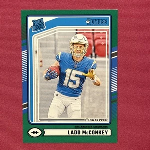 2024 Panini Donruss - Rated Rookie Ladd McConkey #328 Green Press Proof (RC) - Picture 1 of 6