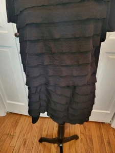 Black Ruffle Tunic XL AB Studio Retro Y2k Whimsygoth  Layering Sharkbite - Picture 1 of 4