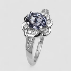 Burma Gray Purple Spinel 925 Sterling Silver White Gold Plated Rings Size 5.75 - Imagen 1 de 9