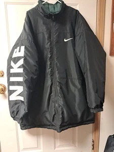 VTG. 90s Nike Winter Parka "Reversible" Men's 3X Full Zip Jacket. Black. Heavy  - Picture 1 of 20