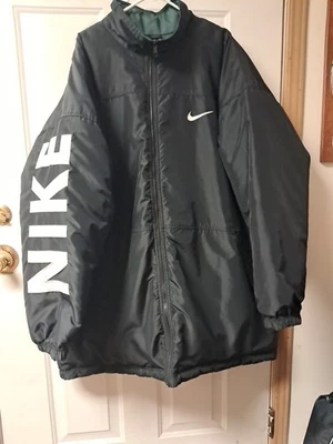 VTG. 90s Nike Winter Parka "Reversible" Men's 3X Full Zip Jacket. Black. Heavy  - Image 1 of 4
