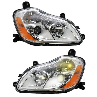Chrome Headlights Compatible With Kenworth T680 2013-2021 Included Bulbs Pair Foto 1 de 4