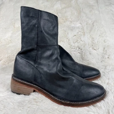 Free People Mujer Leo Botines Negro Gris Cuero Talla 39 EE. UU. 8,5 Cremallera Lateral Foto 1 de 4