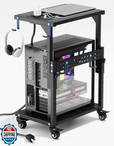 ZUAVIALA Computer Tower Stand with Power Outlet, 6 Level Height Ajustable PC  - Picture 1 of 5