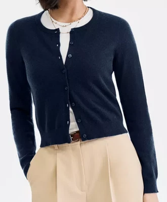 Cárdigan Charter Club para mujer 100 % cachemir cuello redondo nuevo con etiquetas, azul marino, mediano, $179 Foto 1 de 4