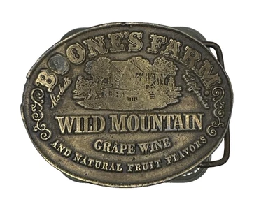 Fivela de cinto Boones Farm Mountain uva vinho frutas bar festa anos 70 vintage - Imagem 1 de 4