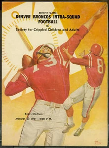 1961 Denver BRONCOS Intra-Squad FB Scorecard - SCARCE! - Picture 1 of 1